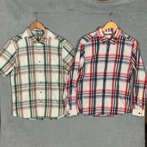 Icebreaker Compass Shirt Mens Medium M Multi Plaid Wool Blend Cool Lite Lot of 2